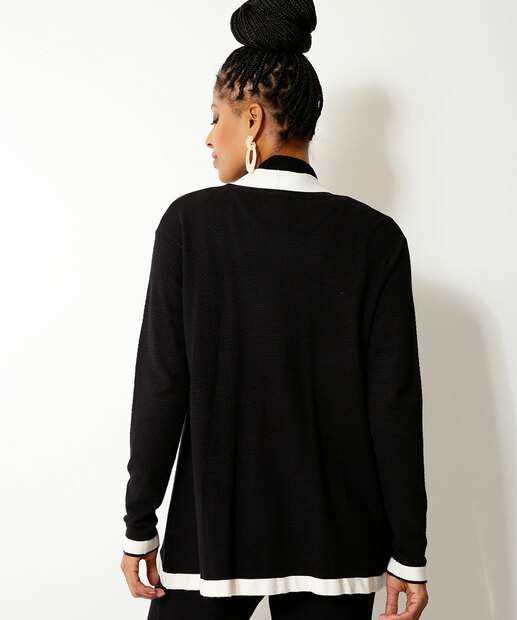 Cardigan Feminino Bicolor Alongado Marisa