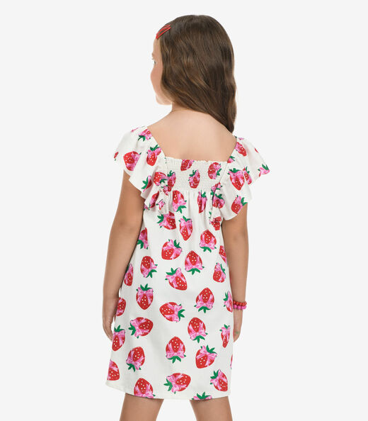 Vestido em Meia Malha Menina Rovi Kids Bege