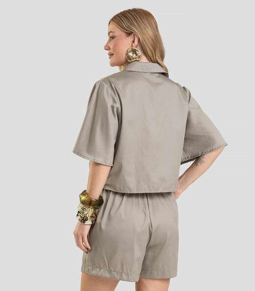 Camisa Feminina em Tecido Plano Dianna Cinza