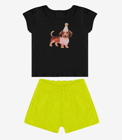 Conjunto Infantil Feminino Blusa Short Trick Nick Preto