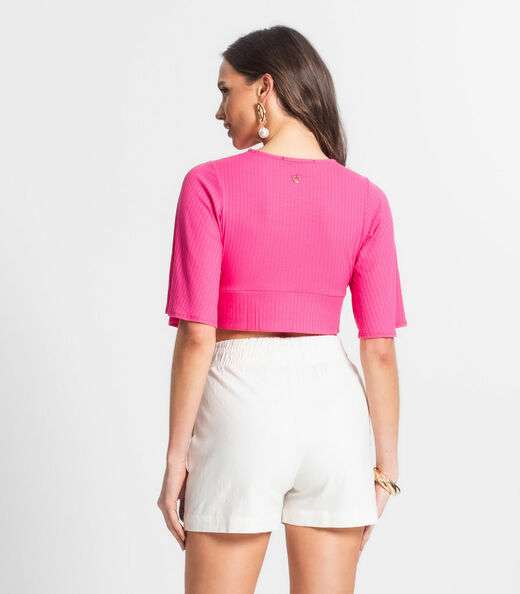 Blusa De Ribana Canelada Feminina Endless Rosa