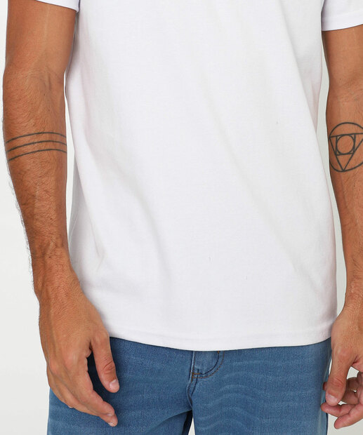 Camiseta Masculina Lisa Suedine Manga Curta Marisa Branco