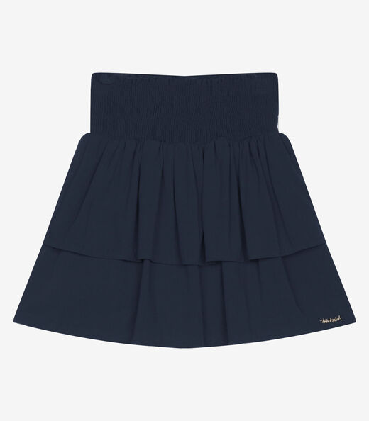 Saia Infantil Viscose Slub Babados Trick Nick Azul
