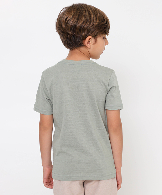 Camiseta Infantil Textura Bolso MR Tam 4 a 10 Verde