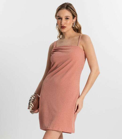Vestido Feminino Em Lurex Endless Rosa