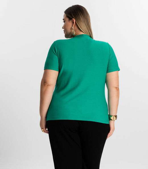 Blusa Plus Size Feminina Manga Curta Secret Glam Verde