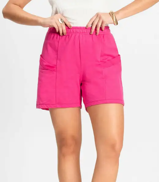 Shorts Feminino Moletinho Infinita Cor Rosa