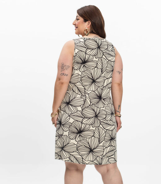Vestido Curto Feminino Plus Size Secret Glam Bege