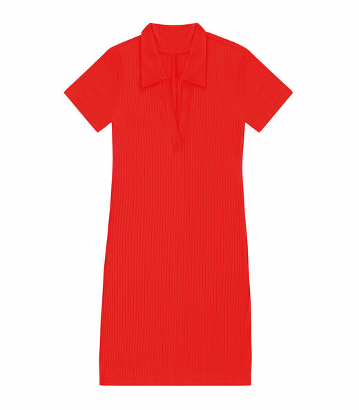 Vestido De Ribana Canelado Feminino Endless Laranja