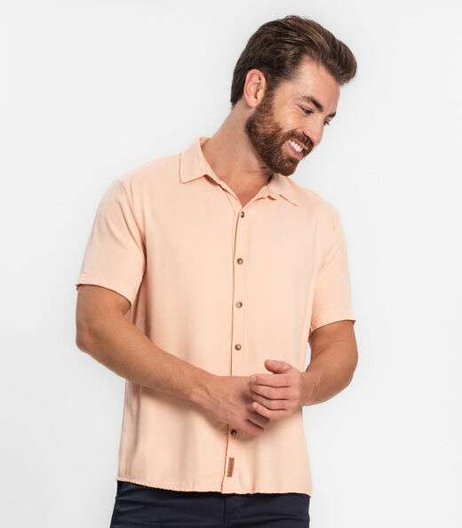 Camisa Masculina Em Viscose Dobby Diametro Bege