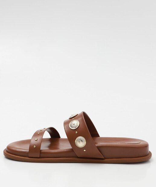 Rasteirinha Feminina Tachas Marisa Marrom