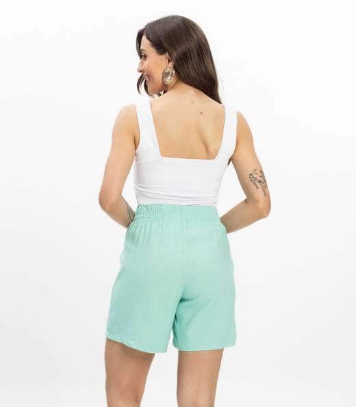 Bermuda Feminina Tecido Linho Rovitex Verde