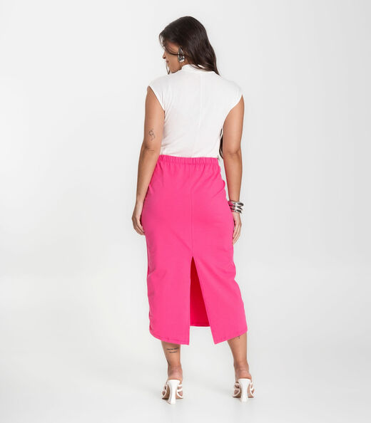 Saia Feminina Midi Infinita Cor Rosa