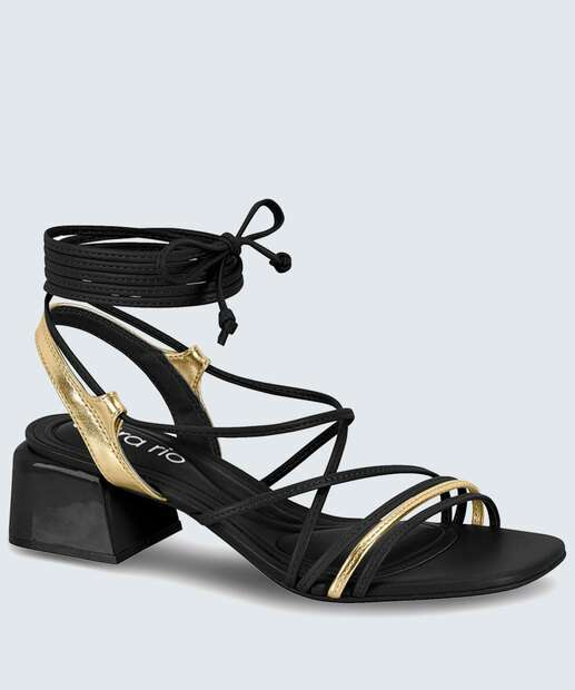 Sandália Salto Grosso Feminina Amarração Beira Rio