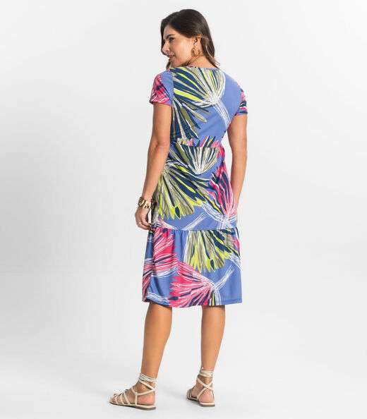 Vestido Midi Feminino Estampado Select Azul