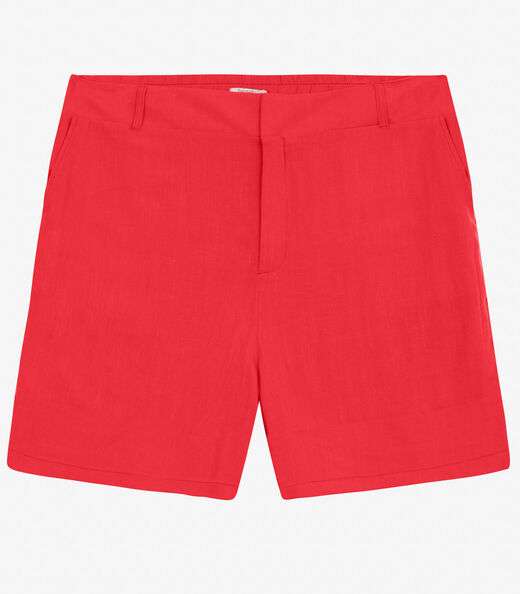 Shorts Feminino Plus Size em Linho Secret Glam Laranja