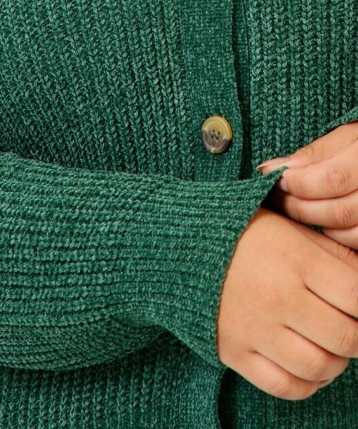 Cardigan Plus Size Feminino Chenille Botões Marisa