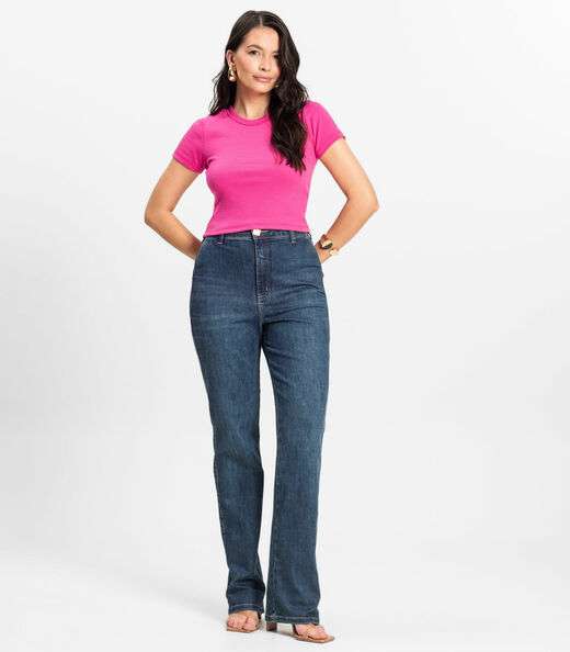 Blusa Cropped Ribana Básica Rovitex Rosa