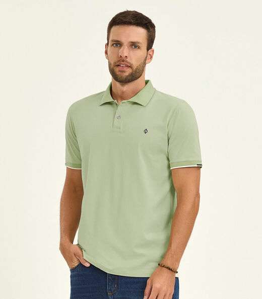 Polo Masculino Manga Curta Cotton Leve Diametro Verde