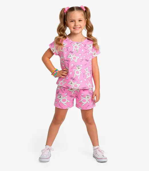 Conjunto Infantil Blusa com Shorts Select Rosa