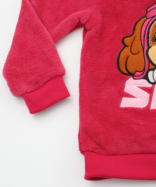 Blusão Infantil Fleece Bordado Patrulha Canina Tam 1 a 3 Rosa