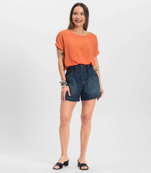 Blusa Feminina manga curta Infinita Cor Laranja
