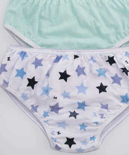 Kit 3 Calcinhas Infantil Estrelas Marisa Tam 2 a 12 Rosa