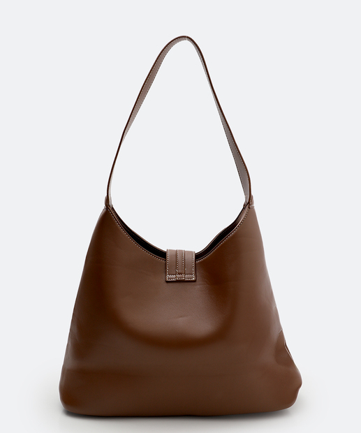 Bolsa De Ombro Tote Feminina Fivela Marisa Marrom