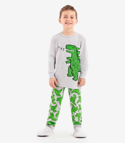 Pijama meia malha Rovi Kids Cinza