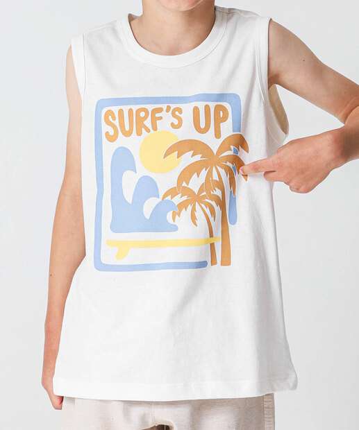 Regata Infantil Estampa Frontal Marisa Tam 4 a 10 Off White