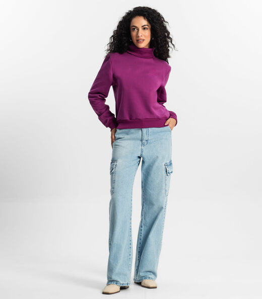 Blusão Feminino Em Moletom Rovitex Roxo
