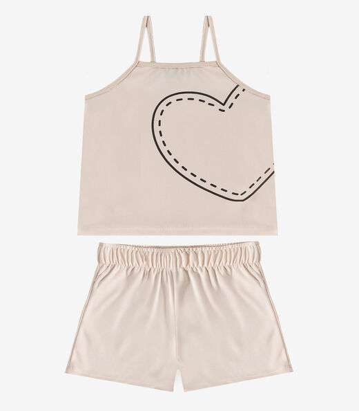 Image_Conjunto Infantil Blusa e Shorts Feminino Select Bege