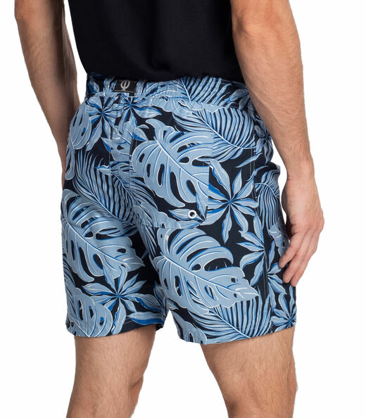 Bermuda Masculina Folhagem Tactel Diametro Azul