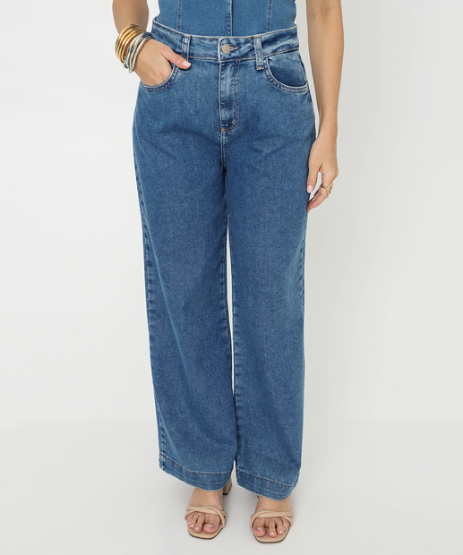 Calça Feminina Jeans Wide Leg Petit Sawary Azul