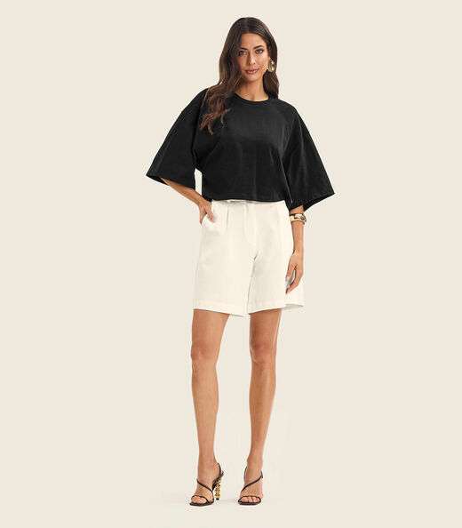 T- Shirt Feminina em Malhão e Ribana Endless Preto