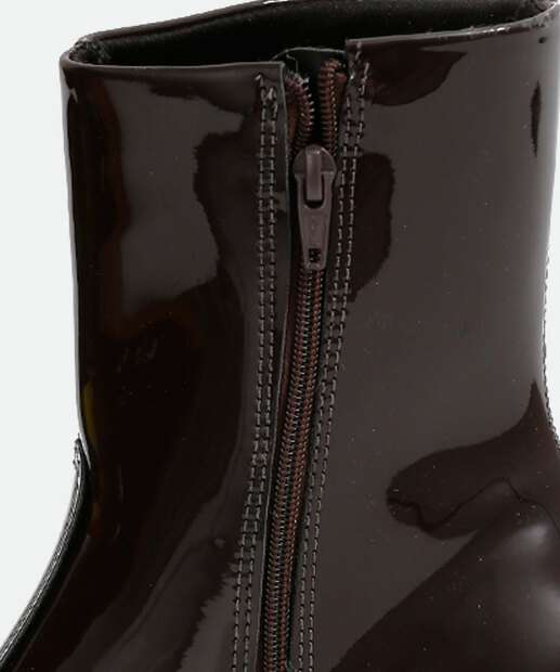 Bota Feminina Cano Curto Salto Grosso Verniz Moleca 