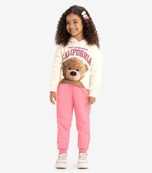 Calça Infantil Em Moletom Rovi Kids Rosa