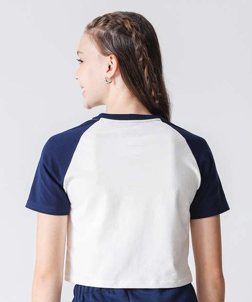 Blusa Juvenil Cropped Stitch Tam 10 a 16 Off White