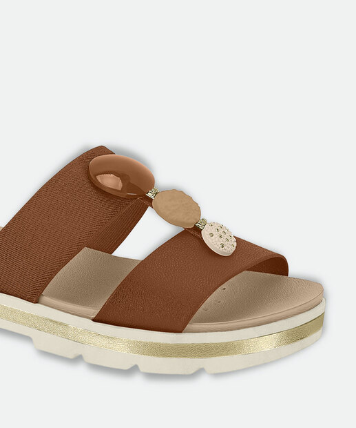 Rasteirinha Feminina Pedras Sintéticas Modare Marrom