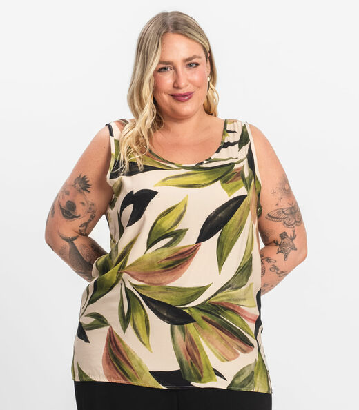 Regata Feminina Plus Size em Viscose Secret Glam Verde