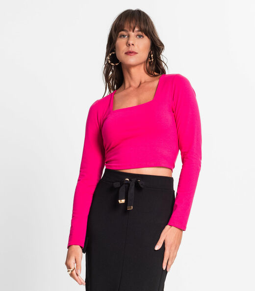 Image_Blusa Manga Longa Feminina Em Cotton Leve Endless Rosa