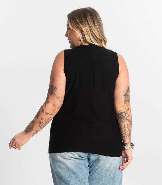 Regata Feminina Plus Size Secret Glam Preto