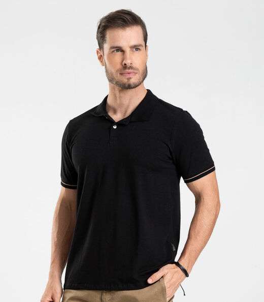 Polo em Cotton Leve Masculina Diametro Preto