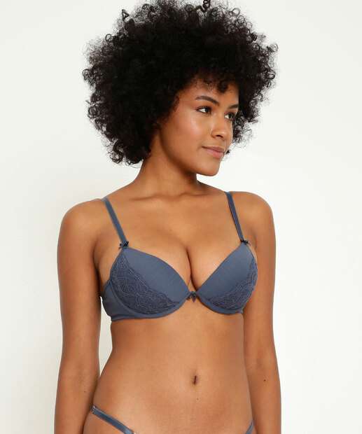 Sutiã Push Up Com Bojo Recorte Renda Marisa