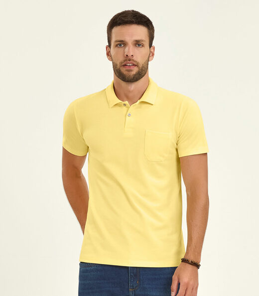 Polo Masculina Pique Diametro Amarelo