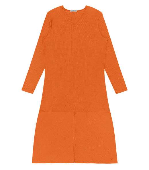 Vestido Midi Plus Size Manga Longa Secret Glam Laranja