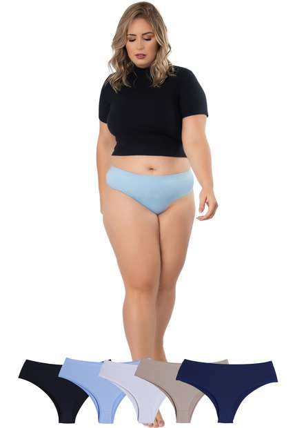 Image_Kit 5 Calcinhas Pérola Plus Size Microfibra Concept Lingerie Multicolorido