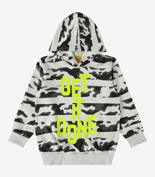 Blusão Infantil Masculino Com Capuz Rovi Kids Cinza