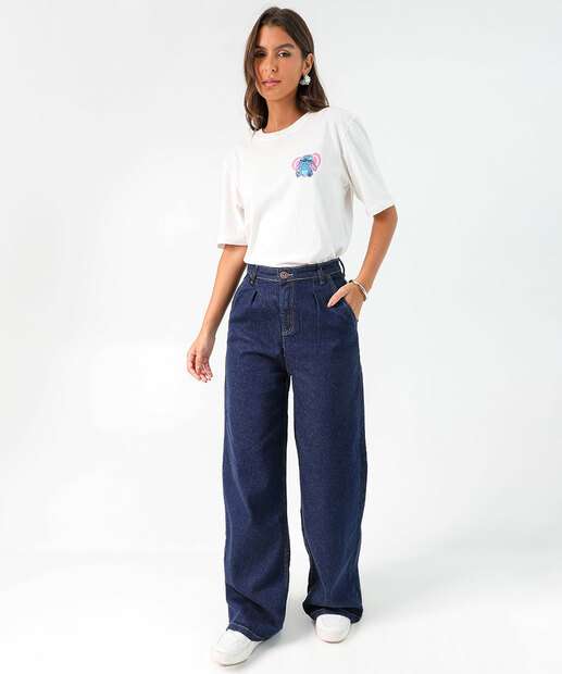 Image_Calça Jeans Wide Leg Bolsos Feminina Azul