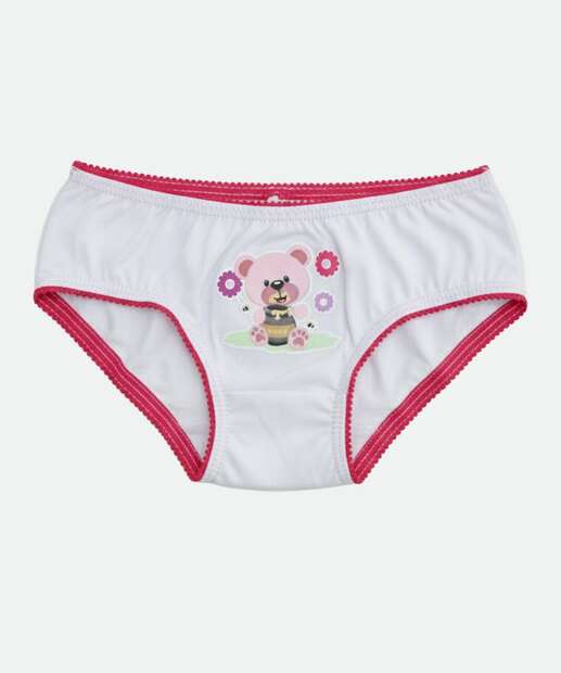 Kit 5 Calcinhas Infantil Ursinho Tam 2 a 12